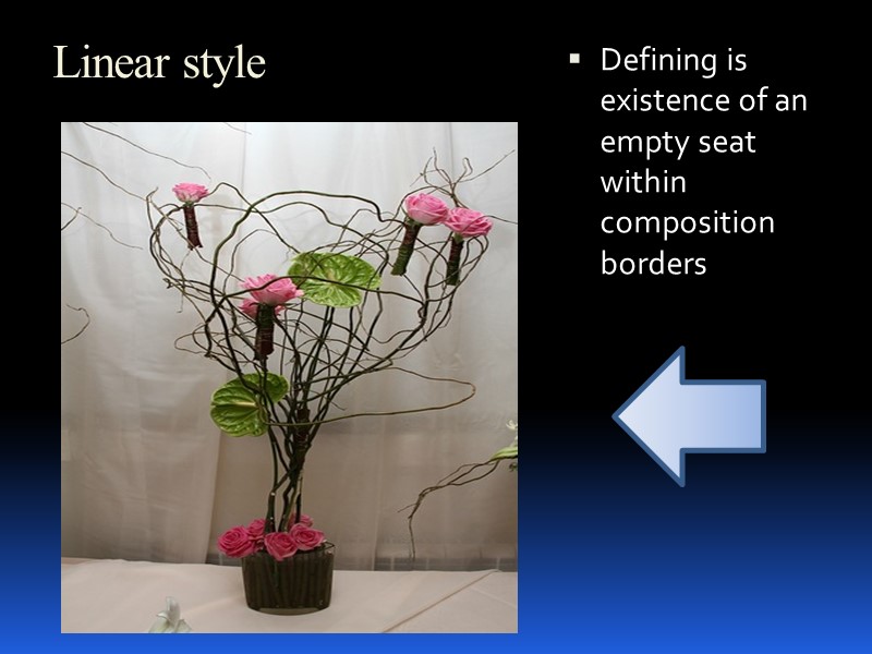 Linear style Defining is existence of an empty seat within composition borders